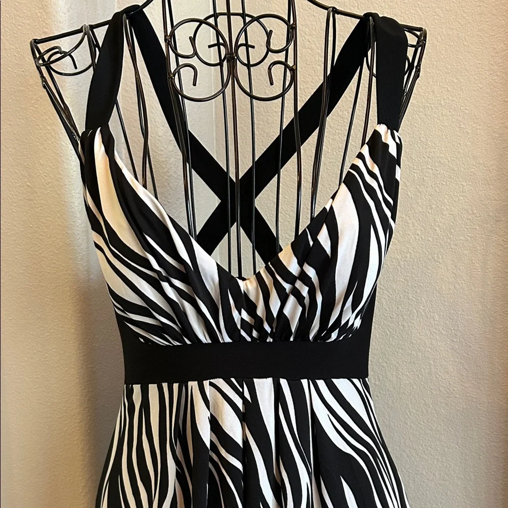 Elegant Black and White Zebra Print Maxi Dress - Picture 3 of 13